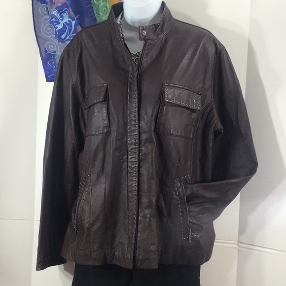 Chico’s butter soft leather zip front jacket XL - Picture 5 of 11